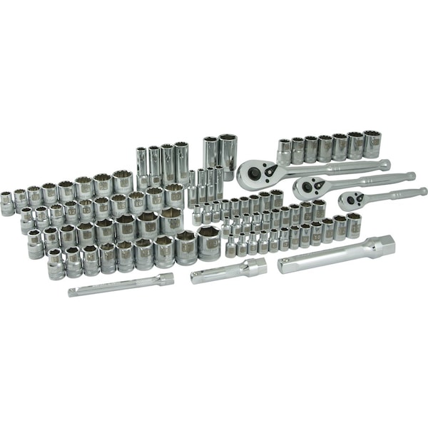 Tools 89 Piece 1/4", 3/8" & 1/2" Drive Socket & Attachment Set